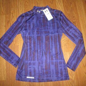 Womens UNDER ARMOUR COLDGEAR MOCK fitted running shirt M Md Med NWT
